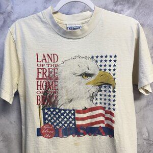 Vintage American Flag Blad Eagle T Shirt Mens M 18x27.5 USA 90s Y2K